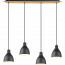 LED Hanglamp - Hangverlichting - Trion Handoll - E27 Fitting - 4-lichts - Rechthoek - Mat Zwart - Aluminium 2