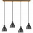 LED Hanglamp - Hangverlichting - Trion Handoll - E27 Fitting - 4-lichts - Rechthoek - Mat Zwart - Aluminium 6