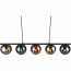 LED Hanglamp - Hangverlichting - Trion Seldy - E14 Fitting - 5-lichts - Zwart met Multicolor Glas 3