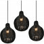 LED Hanglamp - Hangverlichting - Trion Sparko - E14 Fitting - 3-lichts - Rond - Zwart - Hout 4