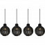 LED Hanglamp - Hangverlichting - Trion Sparko - E14 Fitting - 4-lichts - Rechthoek - Zwart - Hout 3