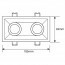 LED Spot Set - Pragmi Zano Pro - GU10 Fitting - Inbouw Rechthoek Dubbel - Mat Wit - 4W - Warm Wit 3000K - Kantelbaar - 185x93mm Lijntekening