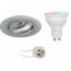 Mi-Light - LED Spot Set GU10 - Smart LED - Wifi LED - Slimme LED - 4W - RGB+CCT - Aanpasbare Kleur - Dimbaar - Pragmi Alpin Pro - Inbouw Rond - Mat Zilver - Kantelbaar Ø92mm