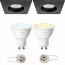 PHILIPS HUE - LED Spot Set GU10 - White Ambiance - Bluetooth - Pragmi Rodos Pro - Inbouw Vierkant - Mat Zwart - 93mm