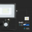 SAMSUNG - LED Bouwlamp 20 Watt met sensor - LED Schijnwerper - Viron Dana - Helder/Koud Wit 6400K - Spatwaterdicht IP44 - Mat Zwart - Aluminium 8