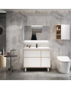 LED Spiegelkast - Afimera Vanity 80x60 cm - Randloos - Aluminium - Witte Afwerking - IP44 Gecertificeerd